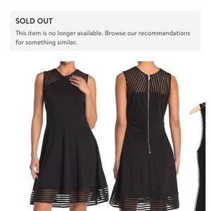 Chic Black Midi Dress with Elegant Stripes